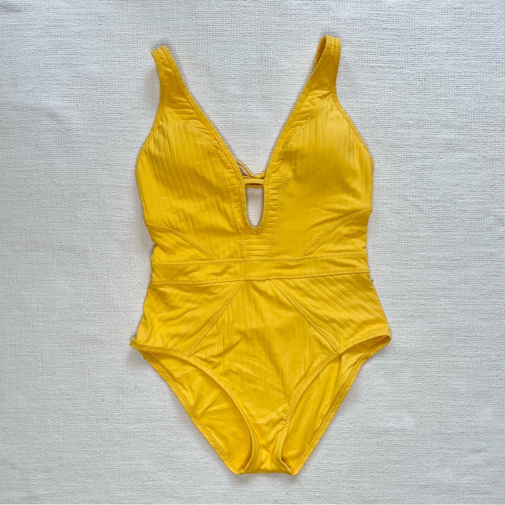 Becca One Piece Plunge Yellow, Large